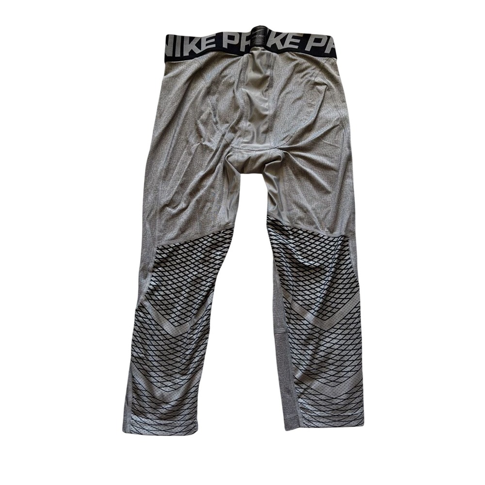 Nike Pro Mens Compression Tights Grey Black Graphic Training Leggings Size L - Picture 2 of 4